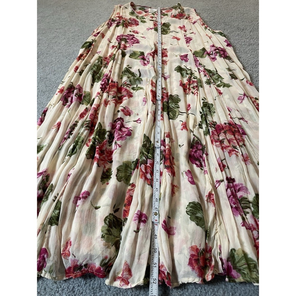 Vtg 80s Olivia Reversible Floral Maxi Dress 1X Pink Beige Rayon Boho Cottagecore - Picture 7 of 12